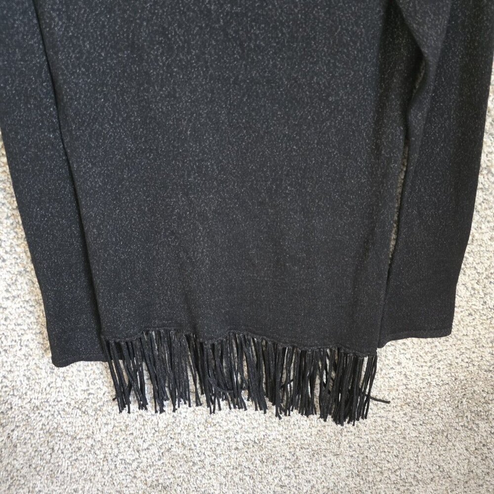 White House Black Market Top Womens Small Black Tunic Fringe Casual Ladies - Picture 5 of 7
